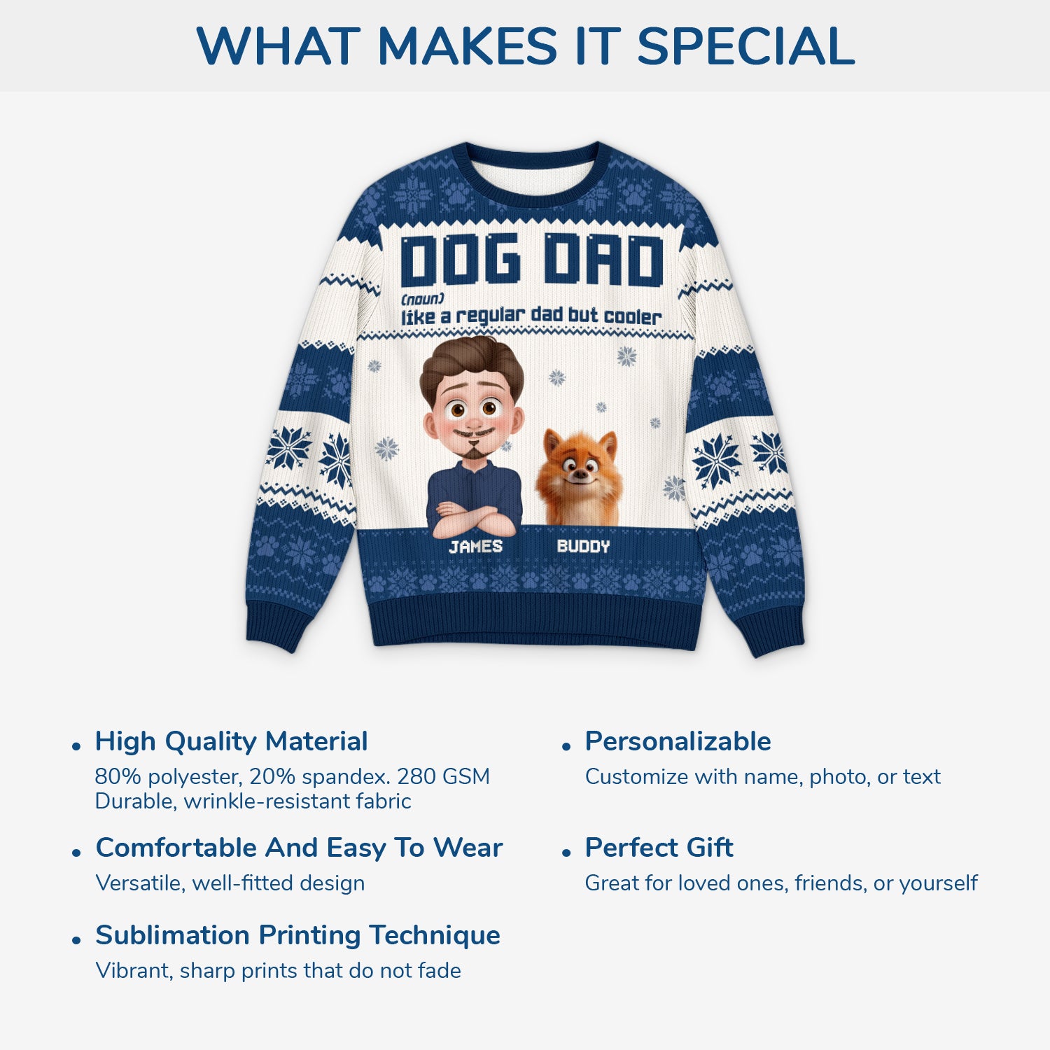 5803WUS5 personalized dog dad gifts ugly christmas sweater 5803W3HZC