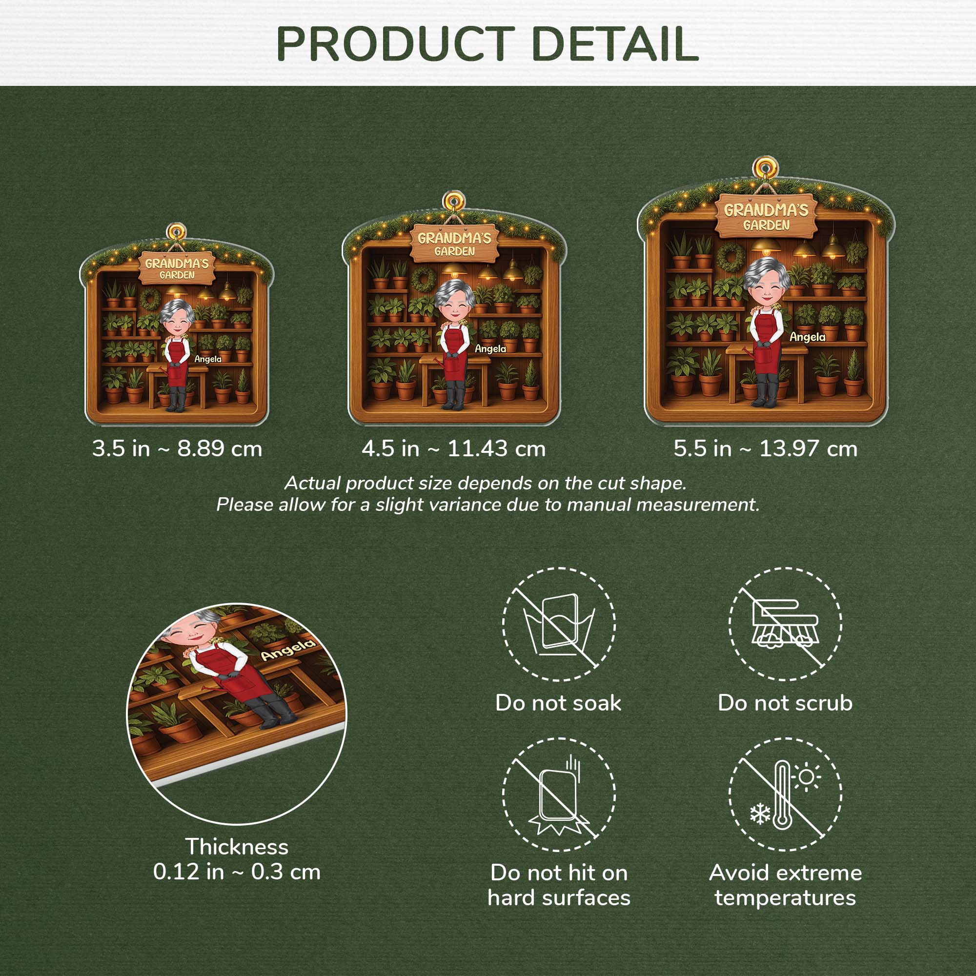 5805OUS3 3d printing effect custom acrylic christmas ornaments gardening gifts for grandma_ 5805OKQQH