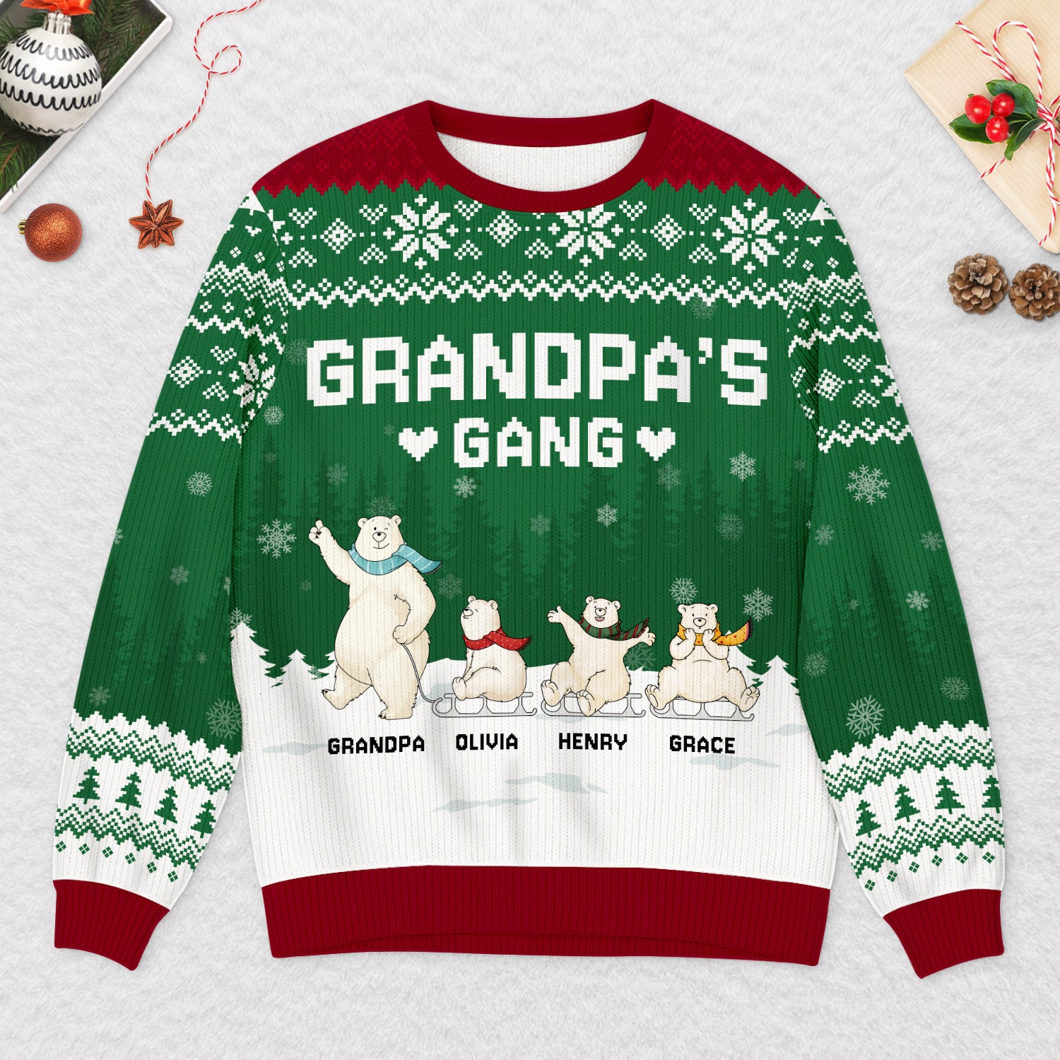 5812WUS2 personalized gifts for grandparents bear ugly christmas sweater 5812W3VNA