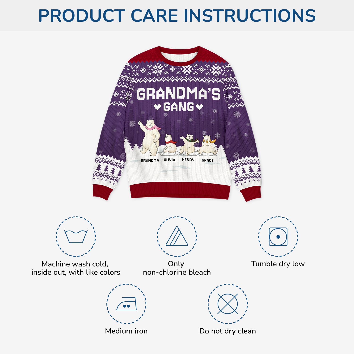 5812WUS4 personalized gifts for grandparents bear ugly christmas sweater 5812W3VNA