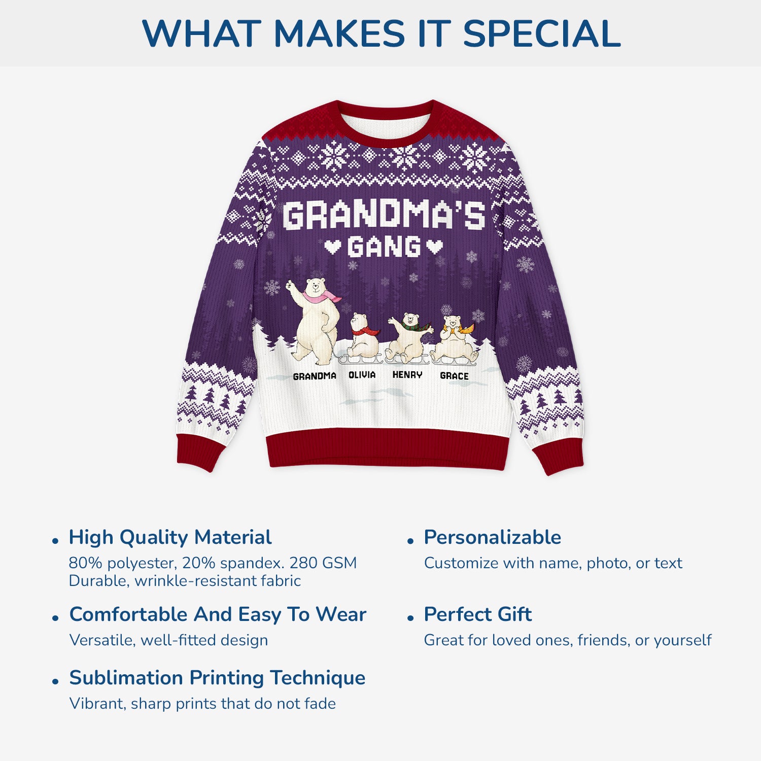 5812WUS5 personalized gifts for grandparents bear ugly christmas sweater 5812W3VNA