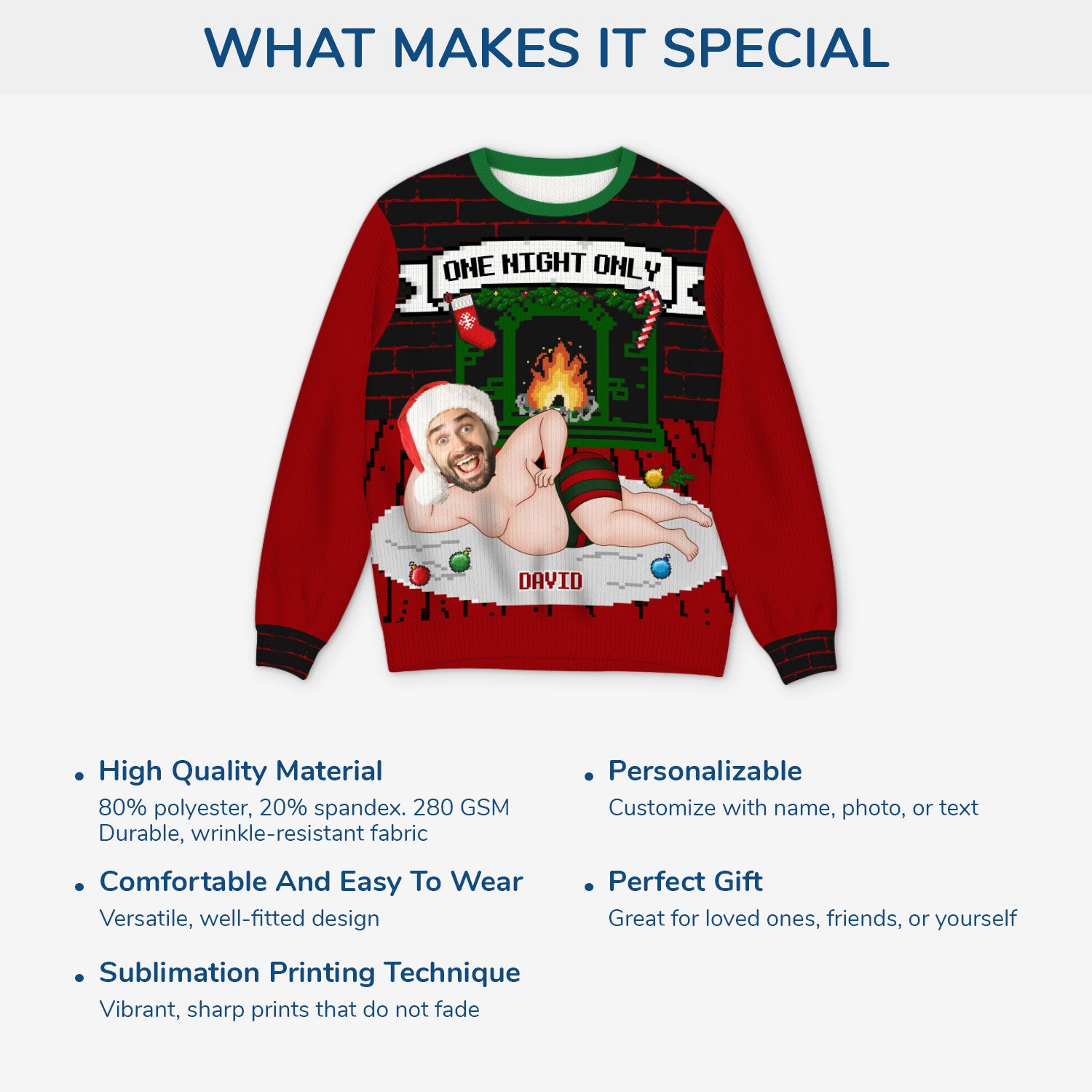 5813WUS5 personalized photo gifts one night only ugly christmas sweater 5813W3QAB