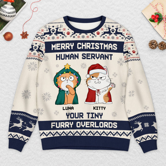5819WUS2 custom cat ugly christmas sweater merry christmas human servant 5819W6ZZD