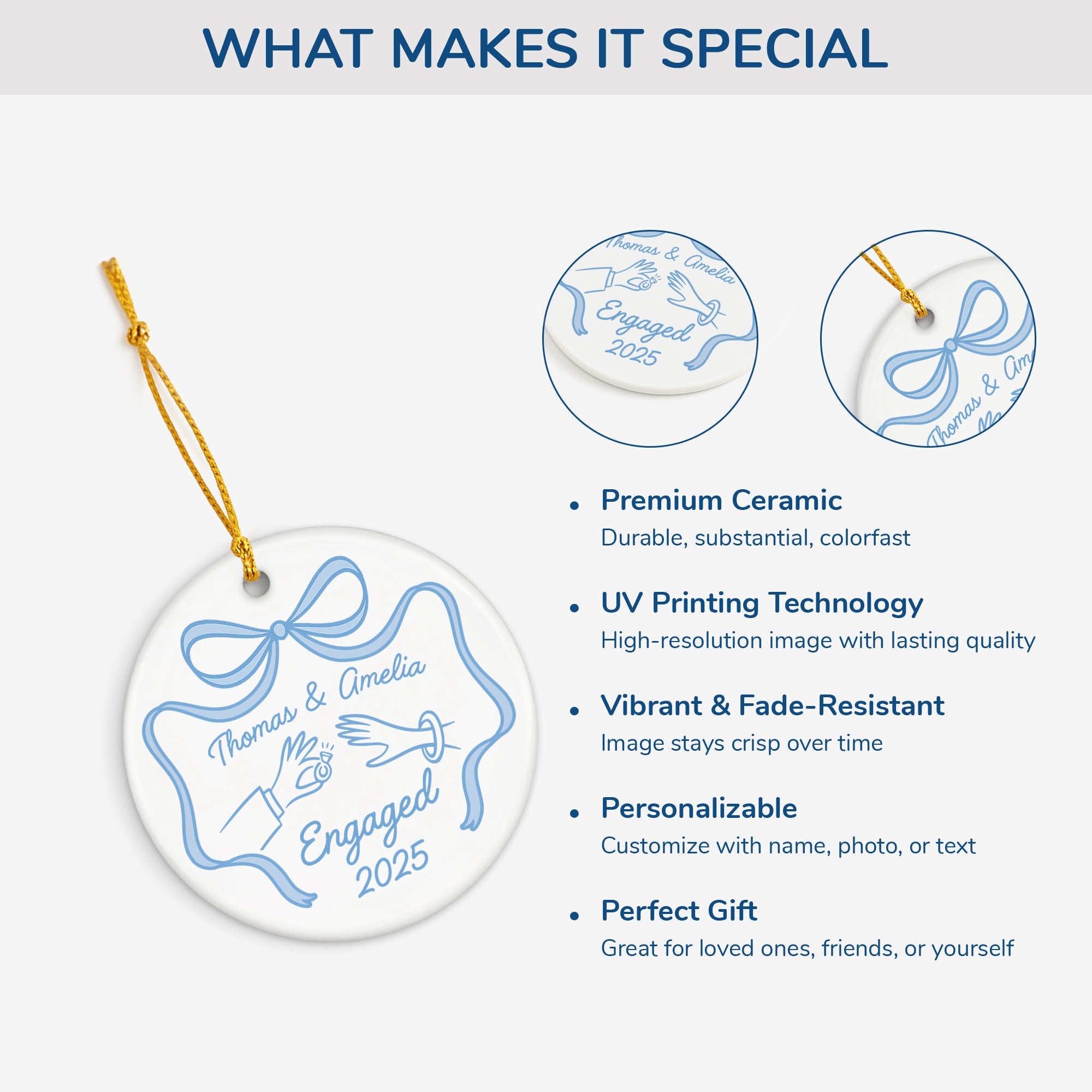 5820OUS4 custom ceramic engaged ornaments engagement gifts for couples 5820OTUZG