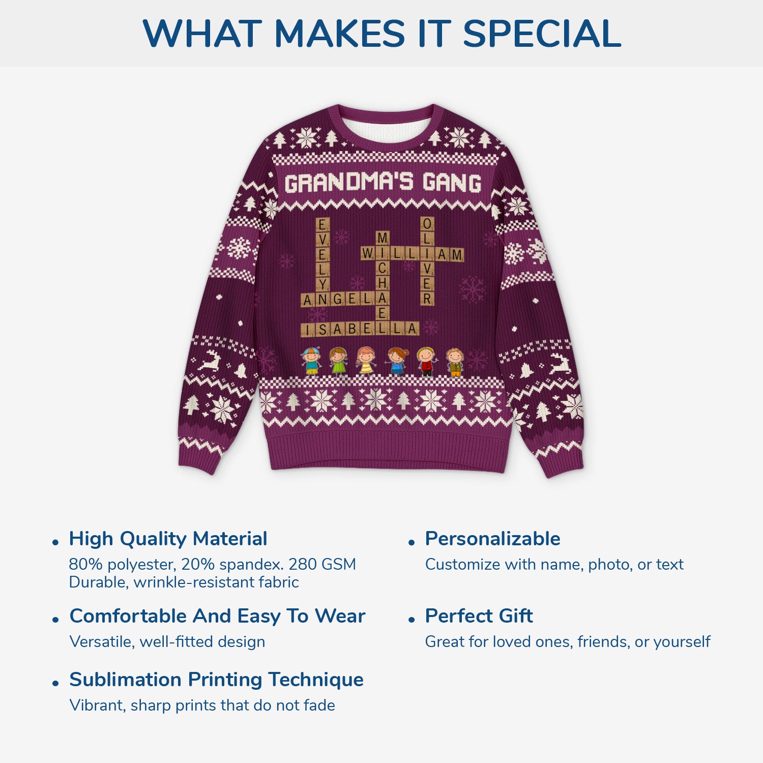 5823WUS1 custom grandparent gifts crossword ugly christmas sweater with names 5823W3LQA_5