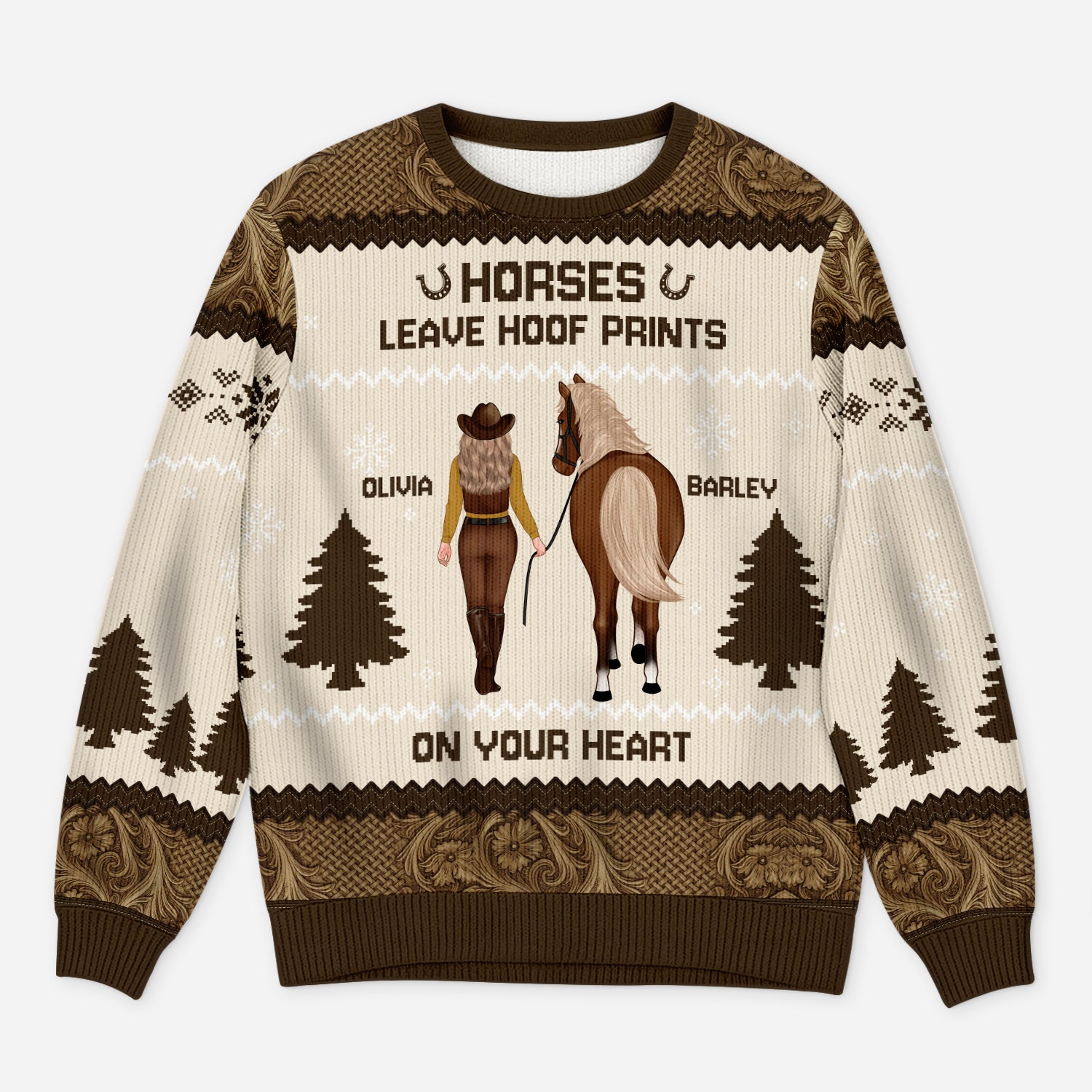5830WUS1 horse ugly christmas sweater personalized gifts for horse lovers 5830W6TNA