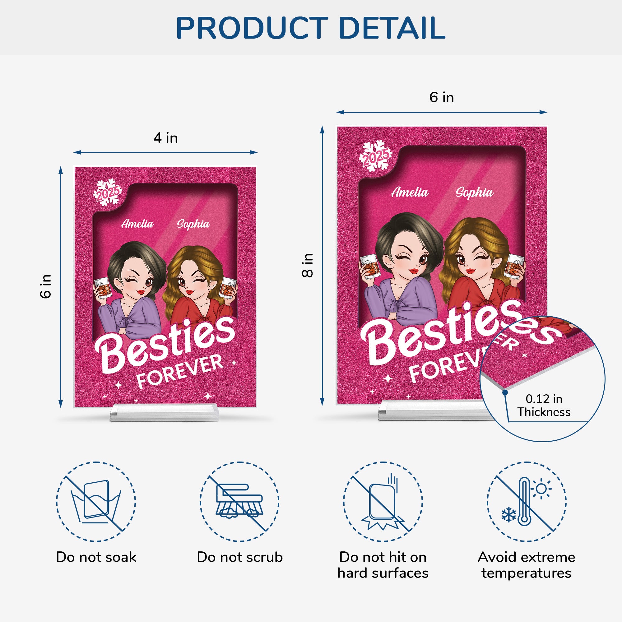 5832RUS4 besties forever acrylic plaque with stand custom gifts for friends 5832R8MAF