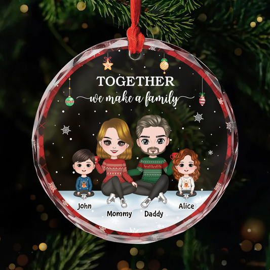 5842OUS1 personalized glass christmas ornaments together we make a family 5842OKZ8I