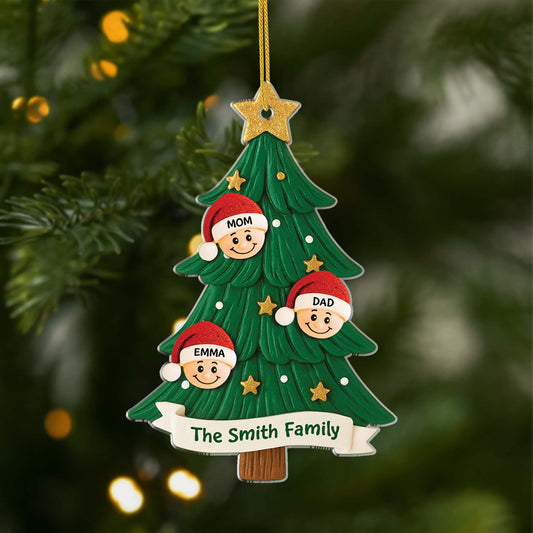 5848OUS1 3d printing effect personalized family name gifts acrylic christmas tree ornaments 5848OKMTI