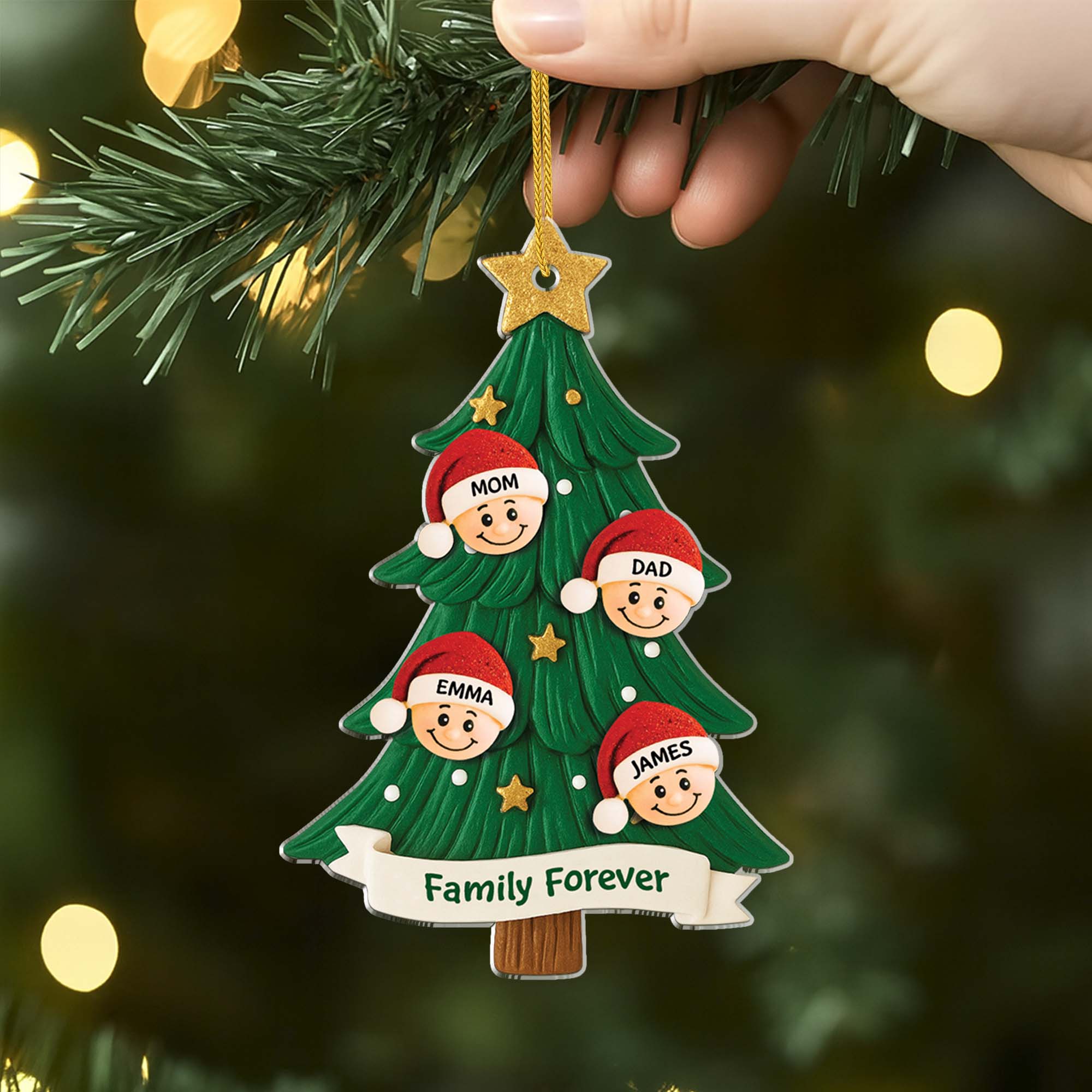 5848OUS2 3d printing effect personalized family name gifts acrylic christmas tree ornaments 5848OKMTI