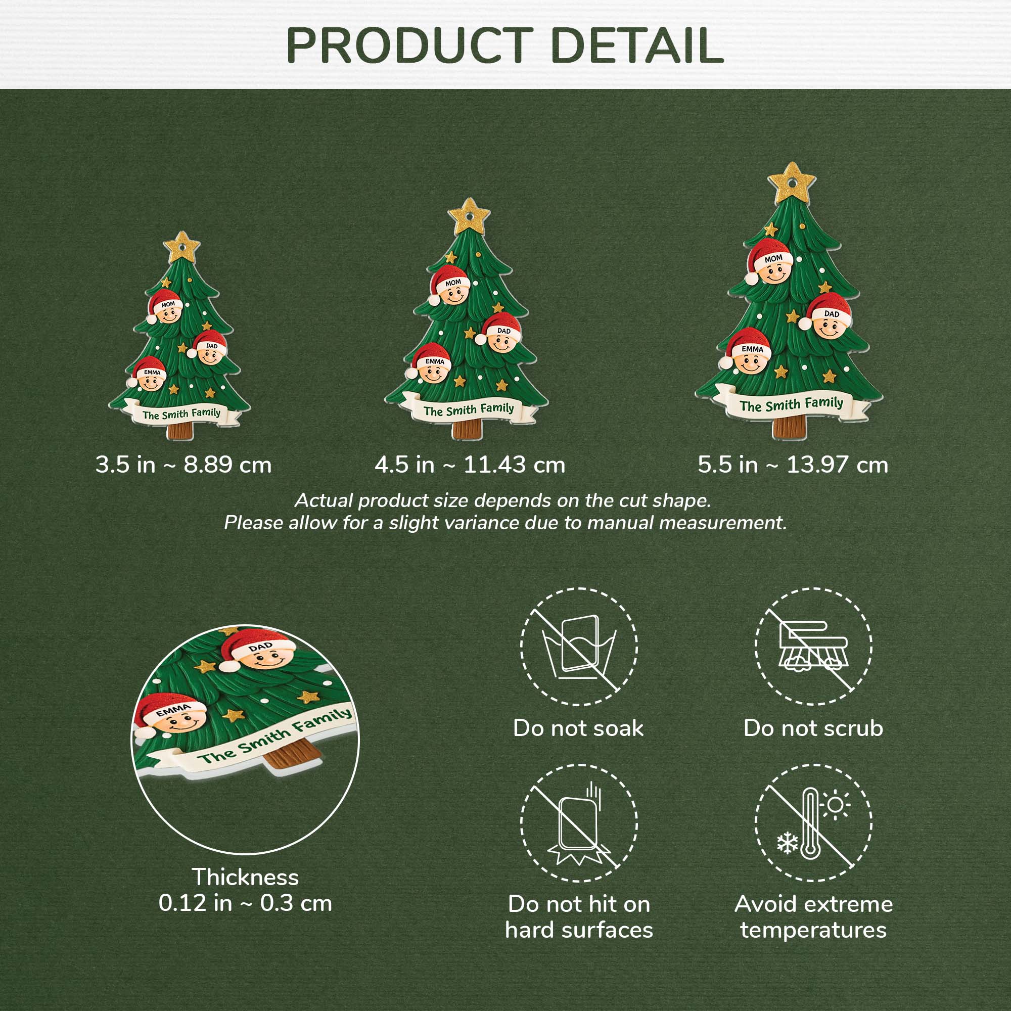 5848OUS3 3d printing effect personalized family name gifts acrylic christmas tree ornaments 5848OKMTI