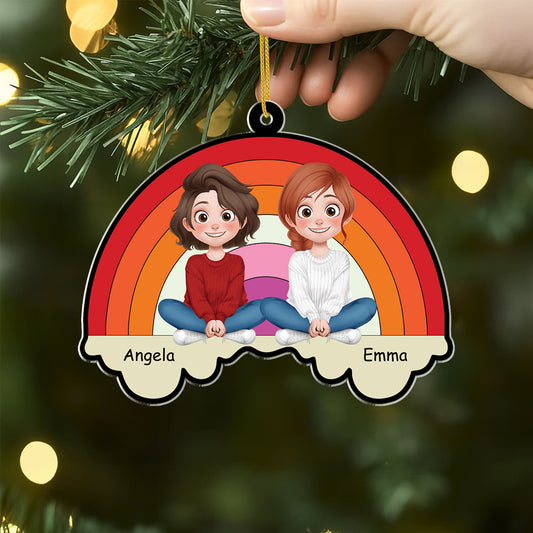 5852OUS2 personalized gifts for gay couples acrylic rainbow ornament_ 5852OKLCG