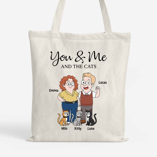 5854BUS1 you me and the cats tote bag personalized gifts for couples 5854BKQ7D