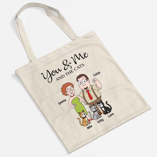 5854BUS2 you me and the cats tote bag personalized gifts for couples 5854BKQ7D