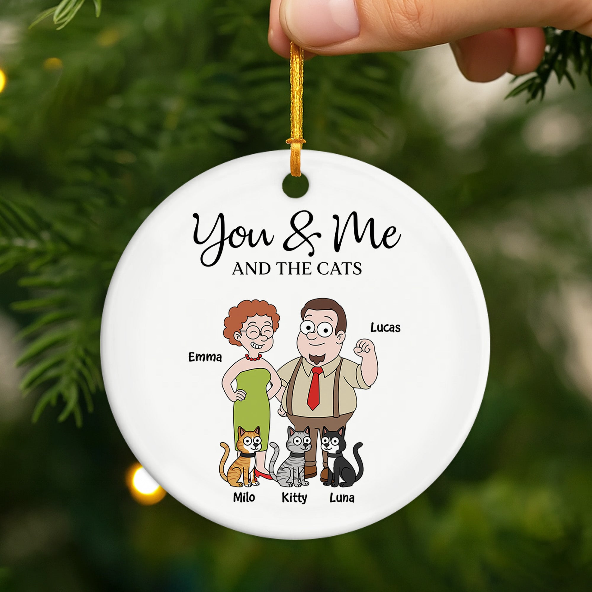 5854OUS2 custom gifts for couples you me and the cats ceramic ornament 5854OKQ7D