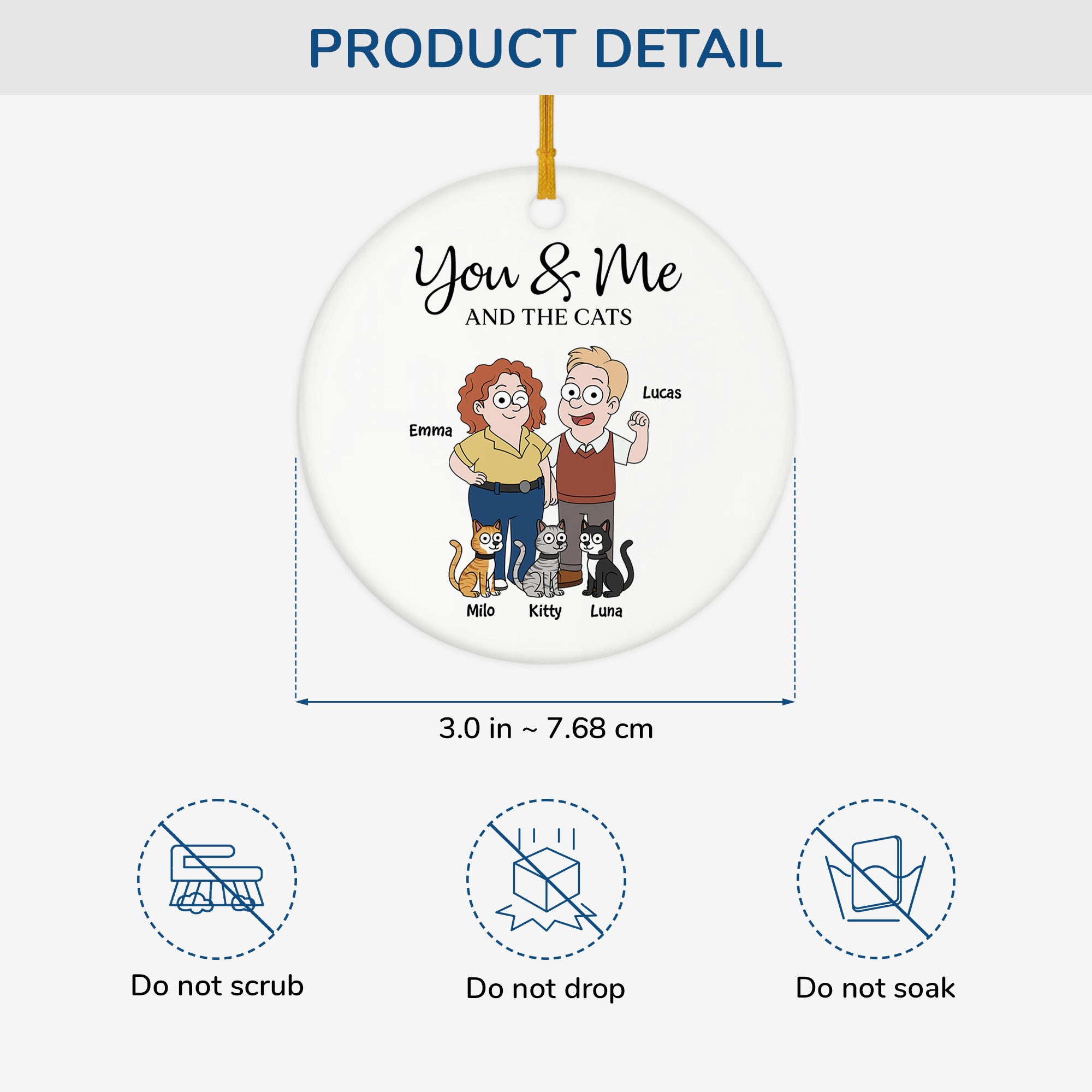 5854OUS3 custom gifts for couples you me and the cats ceramic ornament 5854OKQ7D