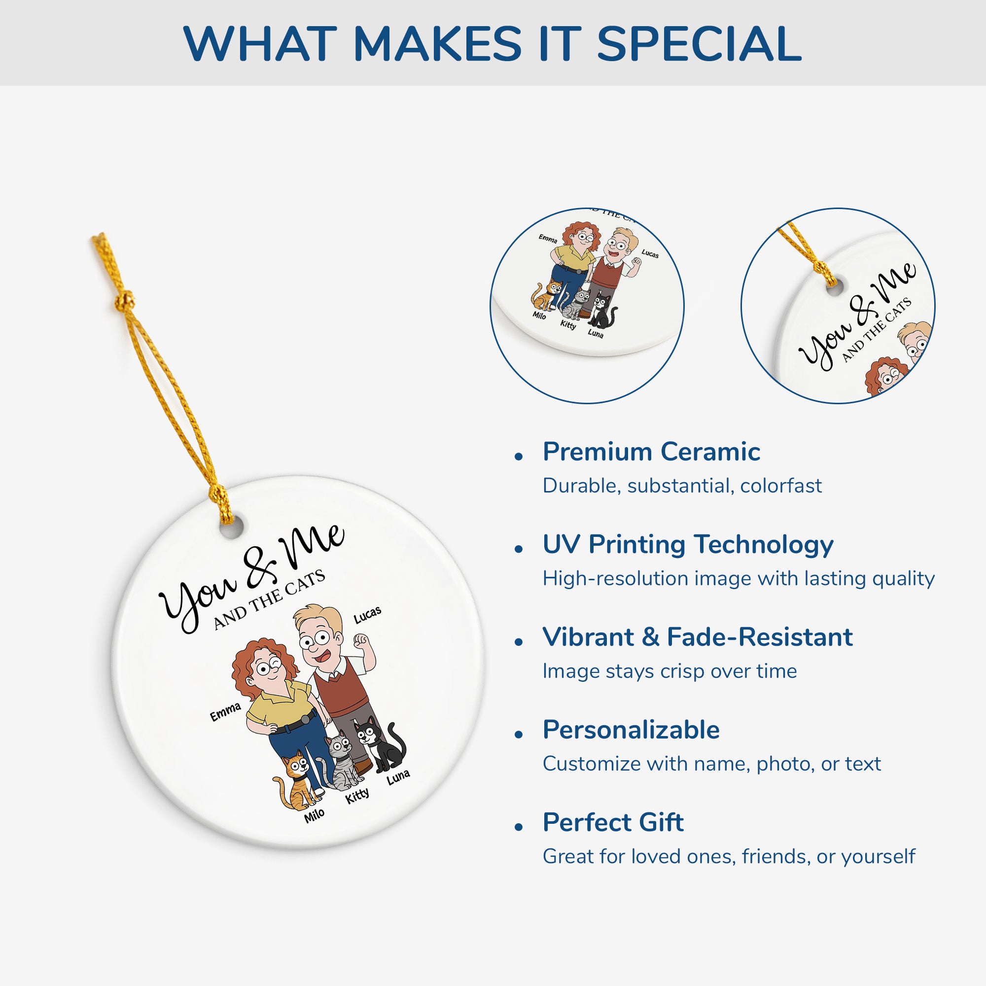 5854OUS4 custom gifts for couples you me and the cats ceramic ornament 5854OKQ7D