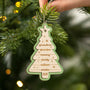 5858OUS2 custom family gifts 2 layered wood christmas tree ornaments with names 5858OKUTI