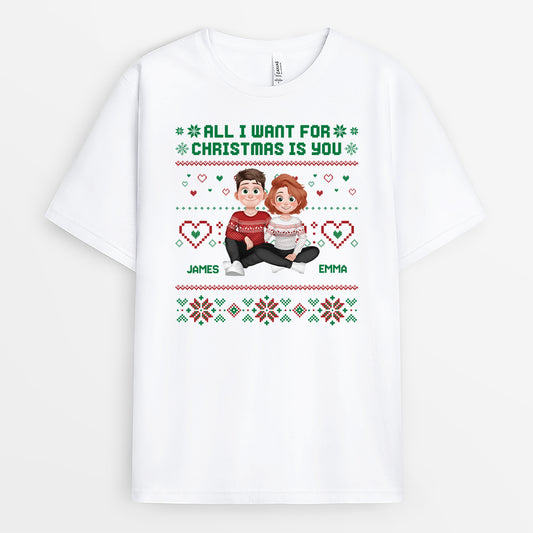 5860AUS1 all i want for christmas is you shirt custom gifts for couples 5860AKZNG