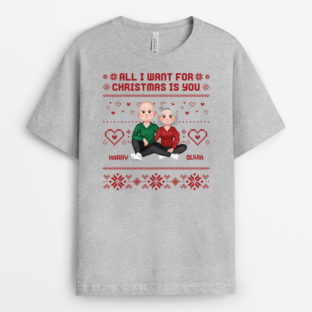 5860AUS2 all i want for christmas is you shirt custom gifts for couples 5860AKZNG