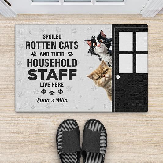 5870DUS2 personalized cat doormat spoiled rotten cats live here 5870D8ZTD