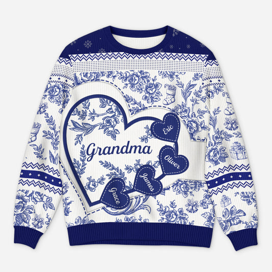 5879WUS1 custom ugly christmas sweater gifts for grandma with grandkids names 5879WKMTA