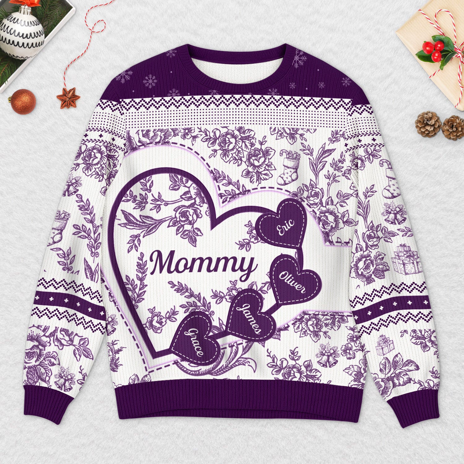 5879WUS2 custom ugly christmas sweater gifts for grandma with grandkids names 5879WKMTA