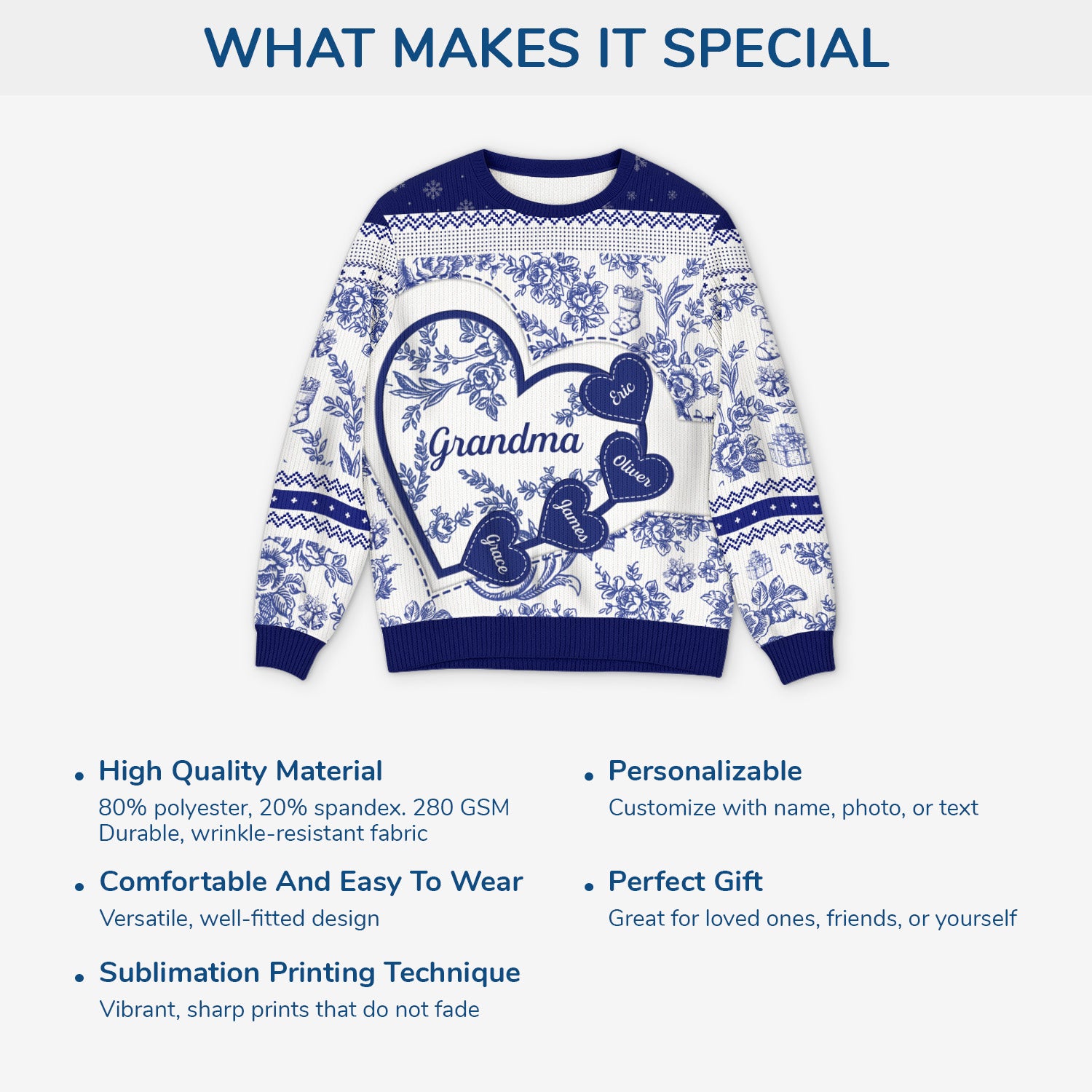 5879WUS5 custom ugly christmas sweater gifts for grandma with grandkids names 5879WKMTA