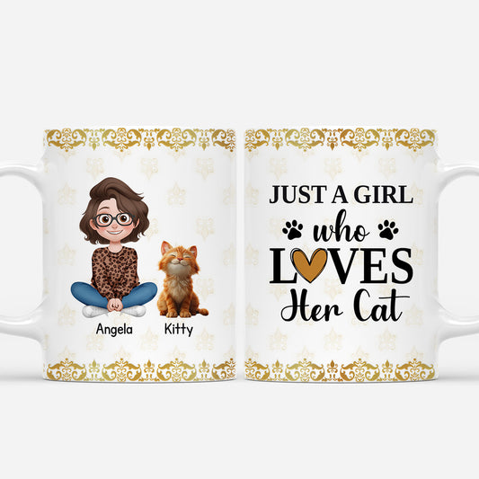 5884MUS1 personalized cat and owner mug_ just a girl who loves her cat 5884M3YMD