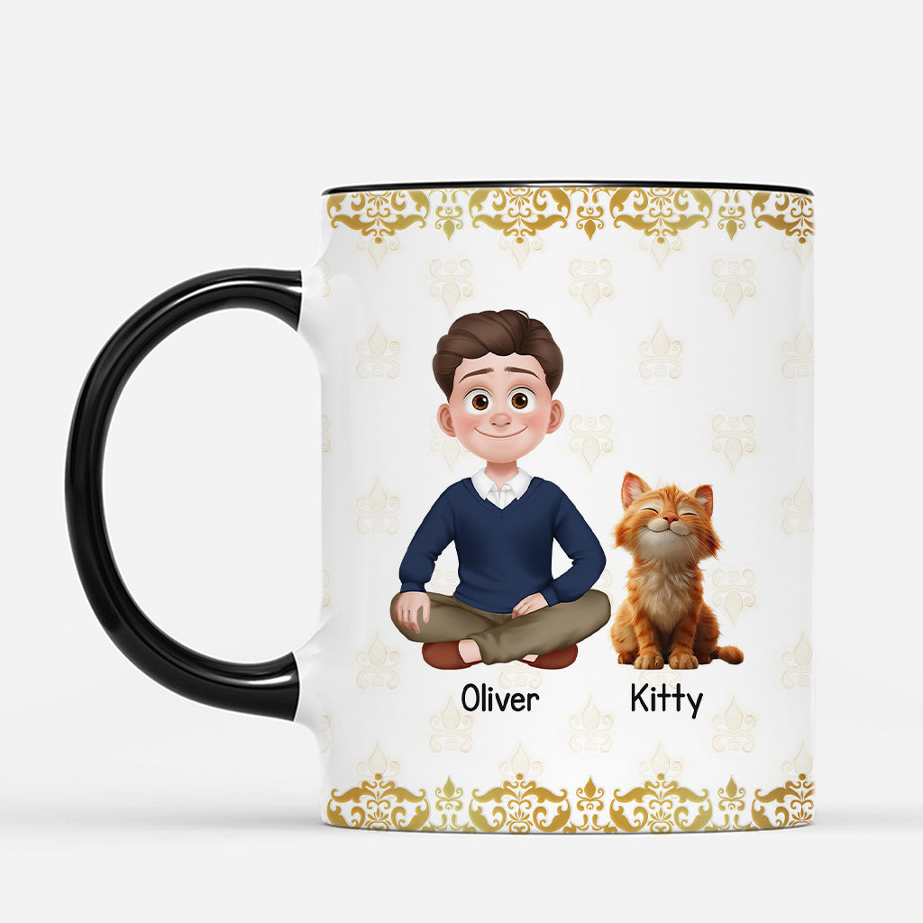 5884MUS2 personalized cat and owner mug_ just a girl who loves her cat 5884M3YMD