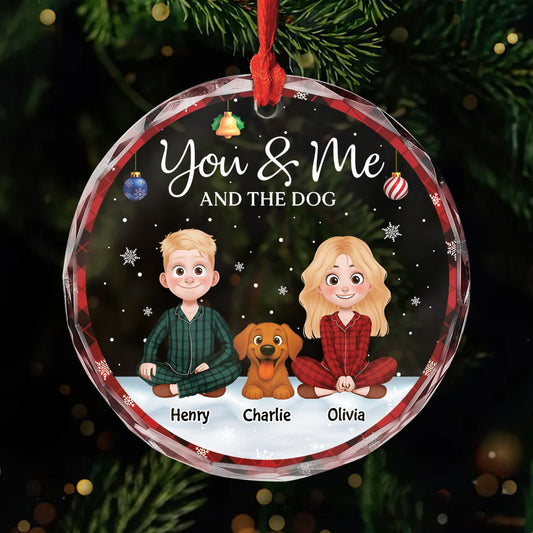 5896OUS1 custom glass christmas ornament_s couple with dog ornament_ 5896OKV0C_477ba224 2c57 48b6 8fc7 dd2874c568b7
