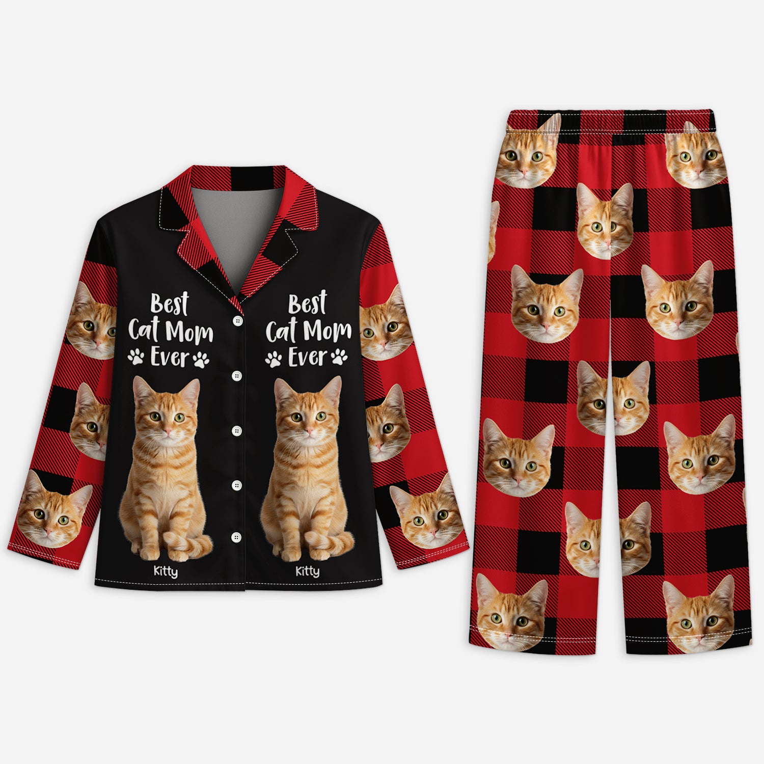 5914VUS1 custom pajamas with cat face_ best cat mom ever gifts 5914VTHCD