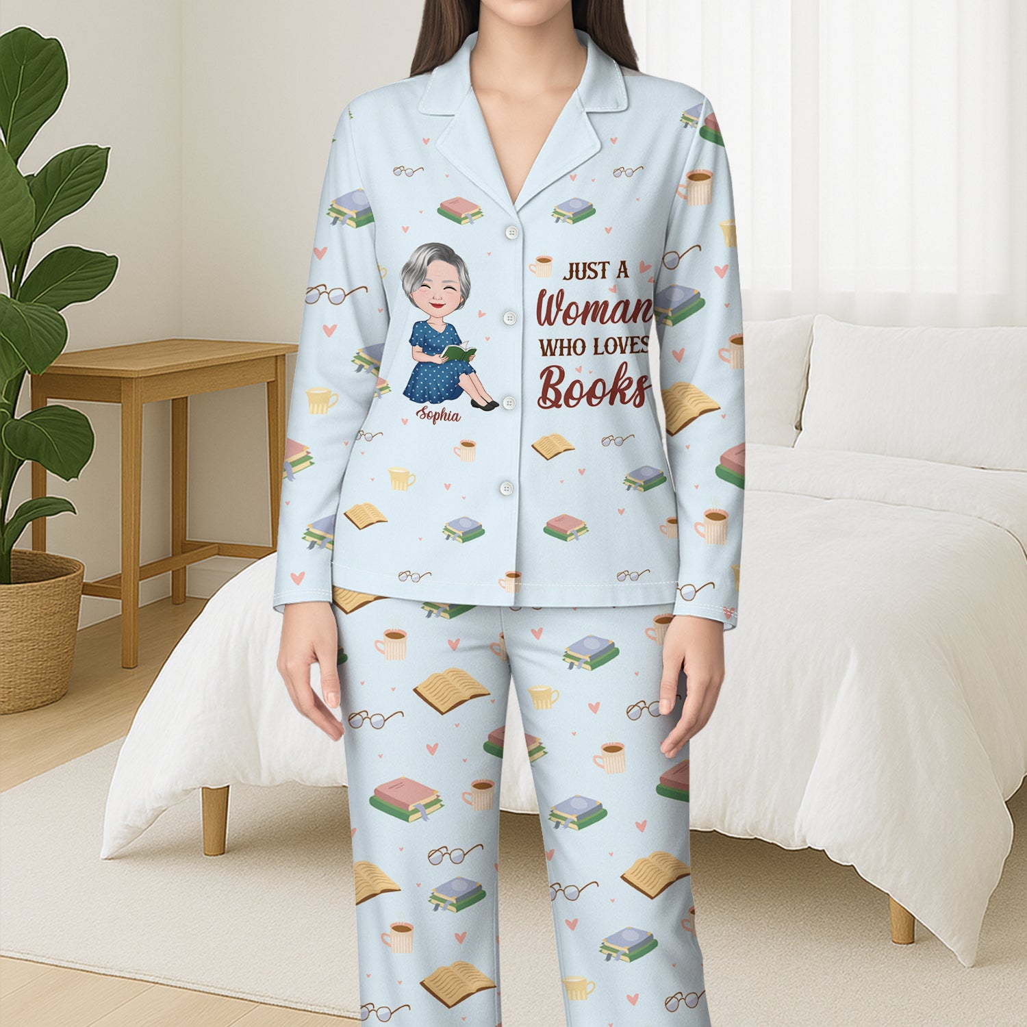 5915VUS3 custom gifts for book lovers just a girl who loves books pajamas 5915V3QZA