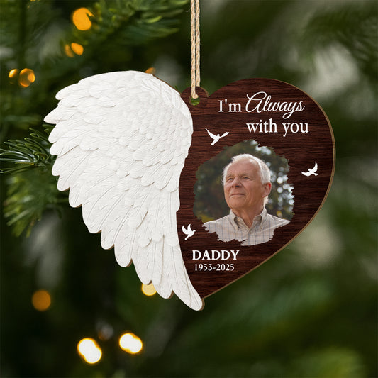 5920OUS1 custom 1 layered wooden ornament xmas memorial photo gifts for loss of dad 5920O8TCB