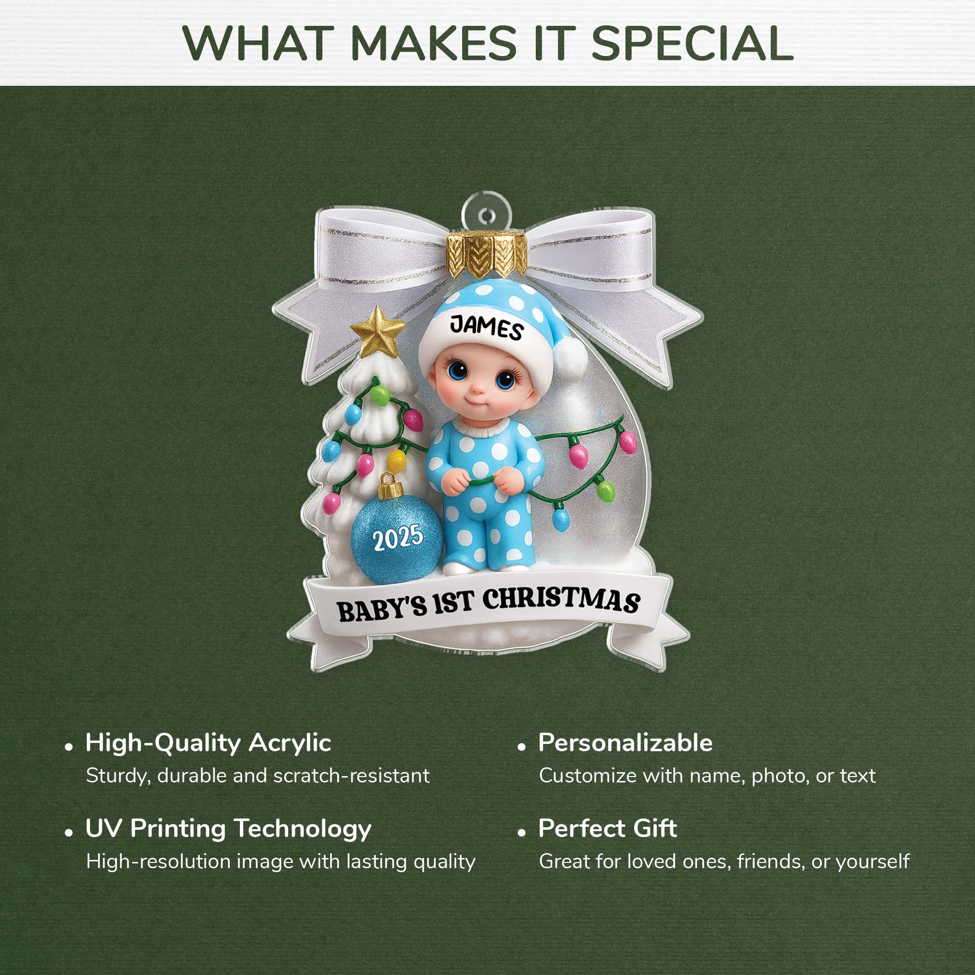 5921OUS4 3d printing effect personalized acrylic first christmas ornaments for newborns 5921O8HTK