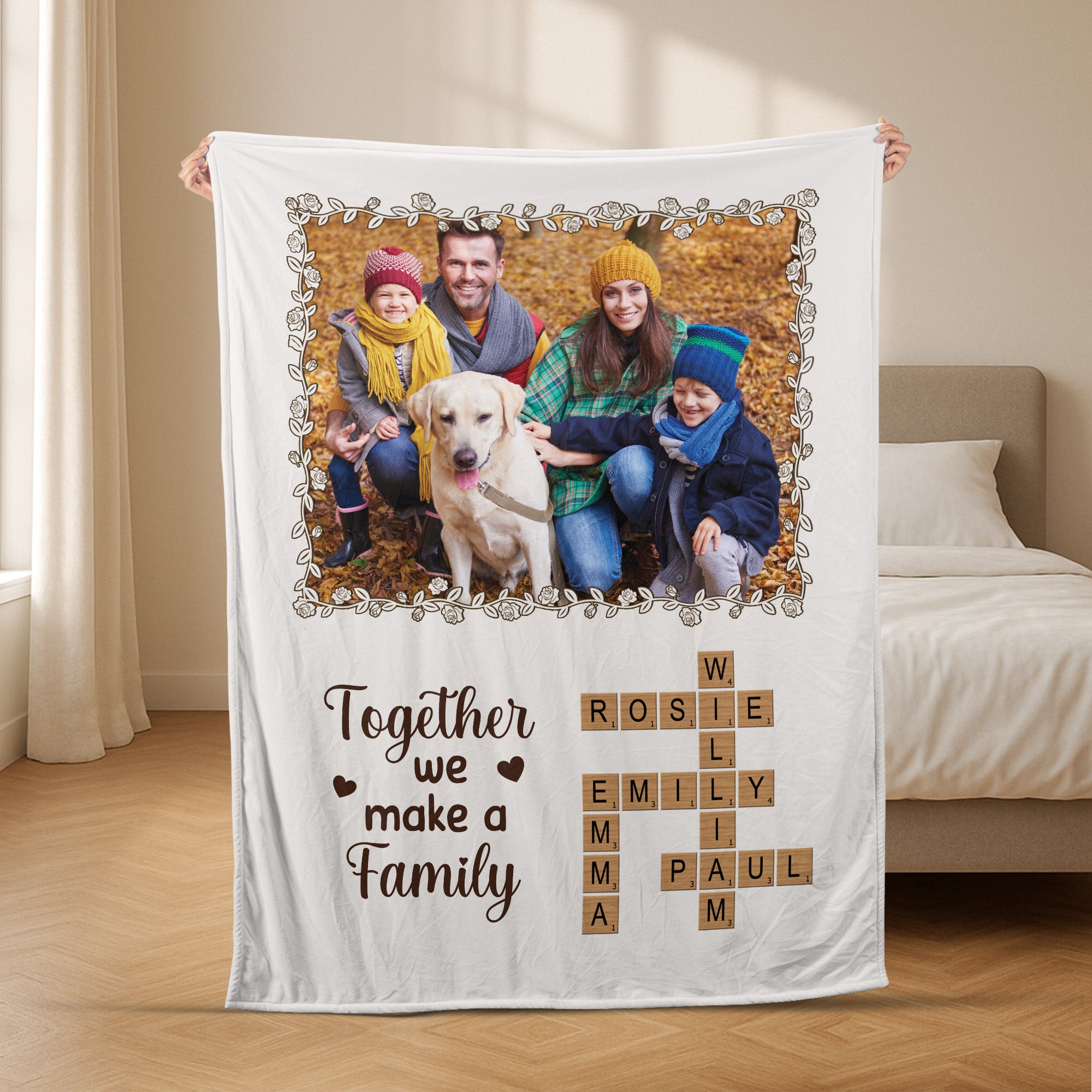5929BUS2 fleece blanket with family pictures_ personalized crossword gifts 5929B6TMI