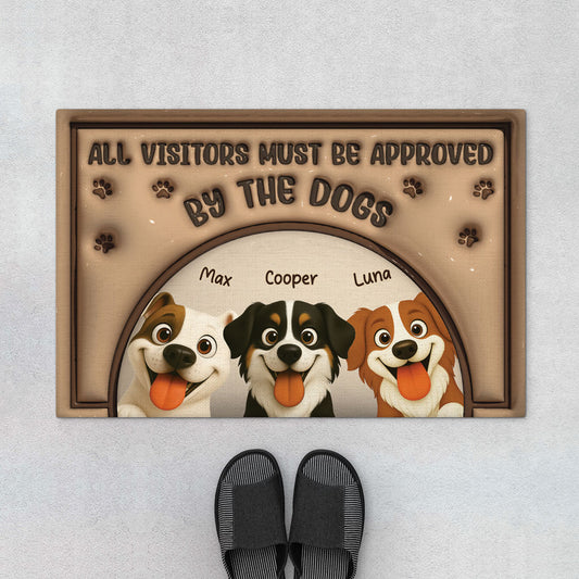 5931DUS1 all visitors must be approved by the dog door mat custom dog lover gifts 5931D6TAC_3629dd03 1f58 4a86 833a cfca452437f6