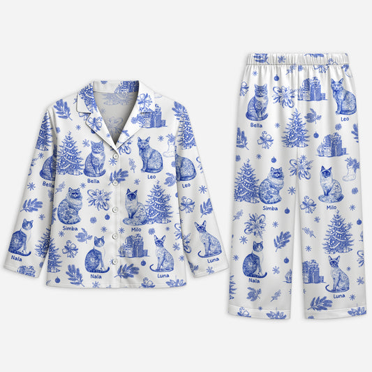 5938VUS1 blue toile cat pajamas personalized cat gifts for humans 5938V6ZMD