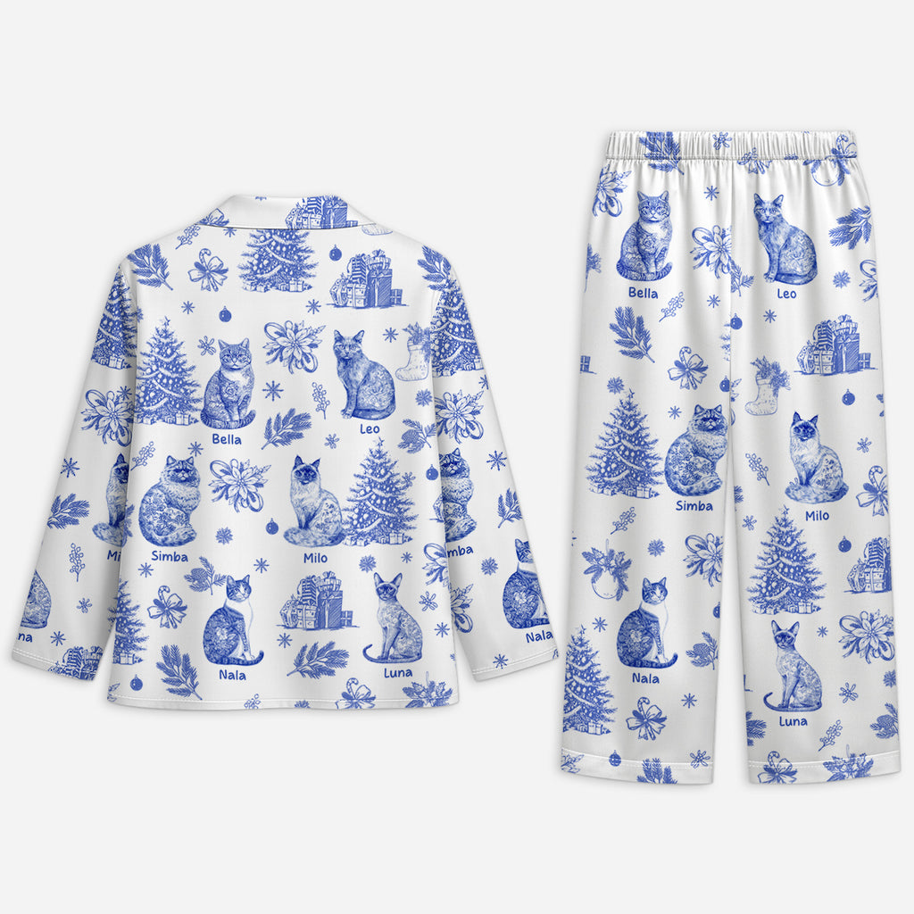 5938VUS2 blue toile cat pajamas personalized cat gifts for humans 5938V6ZMD