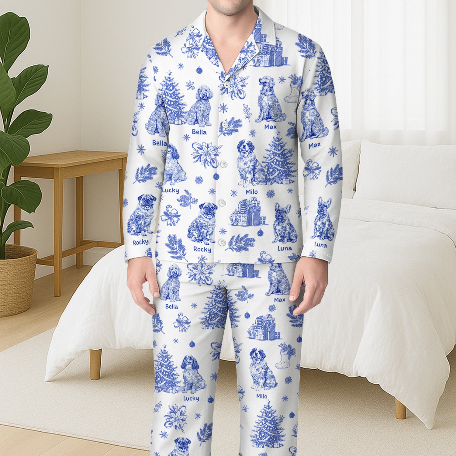 5938VUS3 blue toile dog pajamas personalized dog gifts for owners 5938V6ZMC