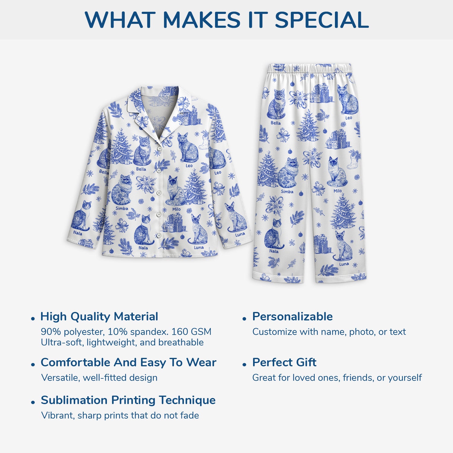 5938VUS5 blue toile cat pajamas personalized cat gifts for humans 5938V6ZMD