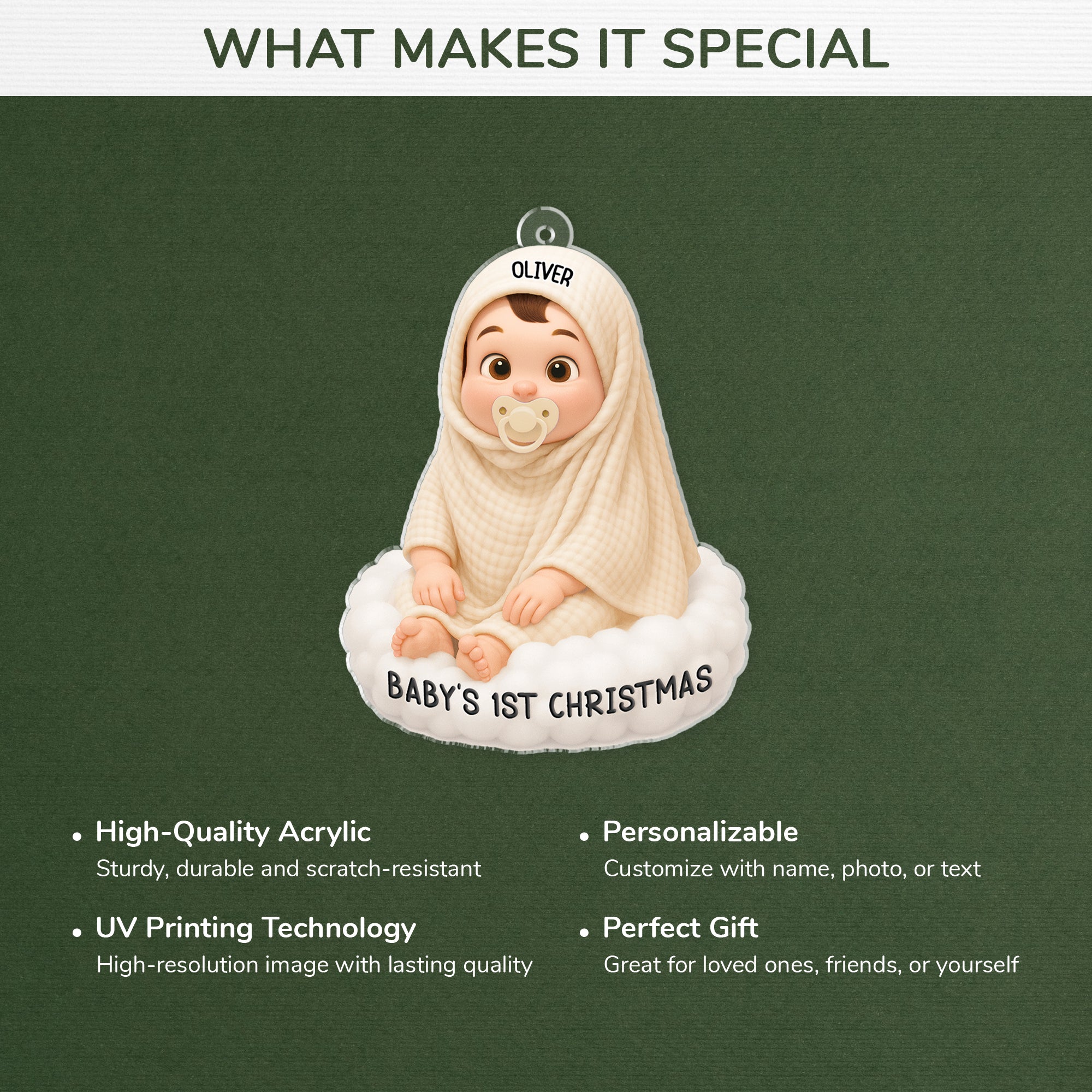 5940OUS4 3d printing effect acrylic christmas ornaments for newborns babys 1st christmas gifts 5940OKZCK