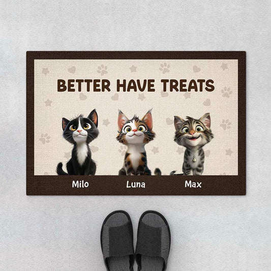 5944DUS1 personalized gifts for cat lovers better have cat treats doormat 5944DKQTD