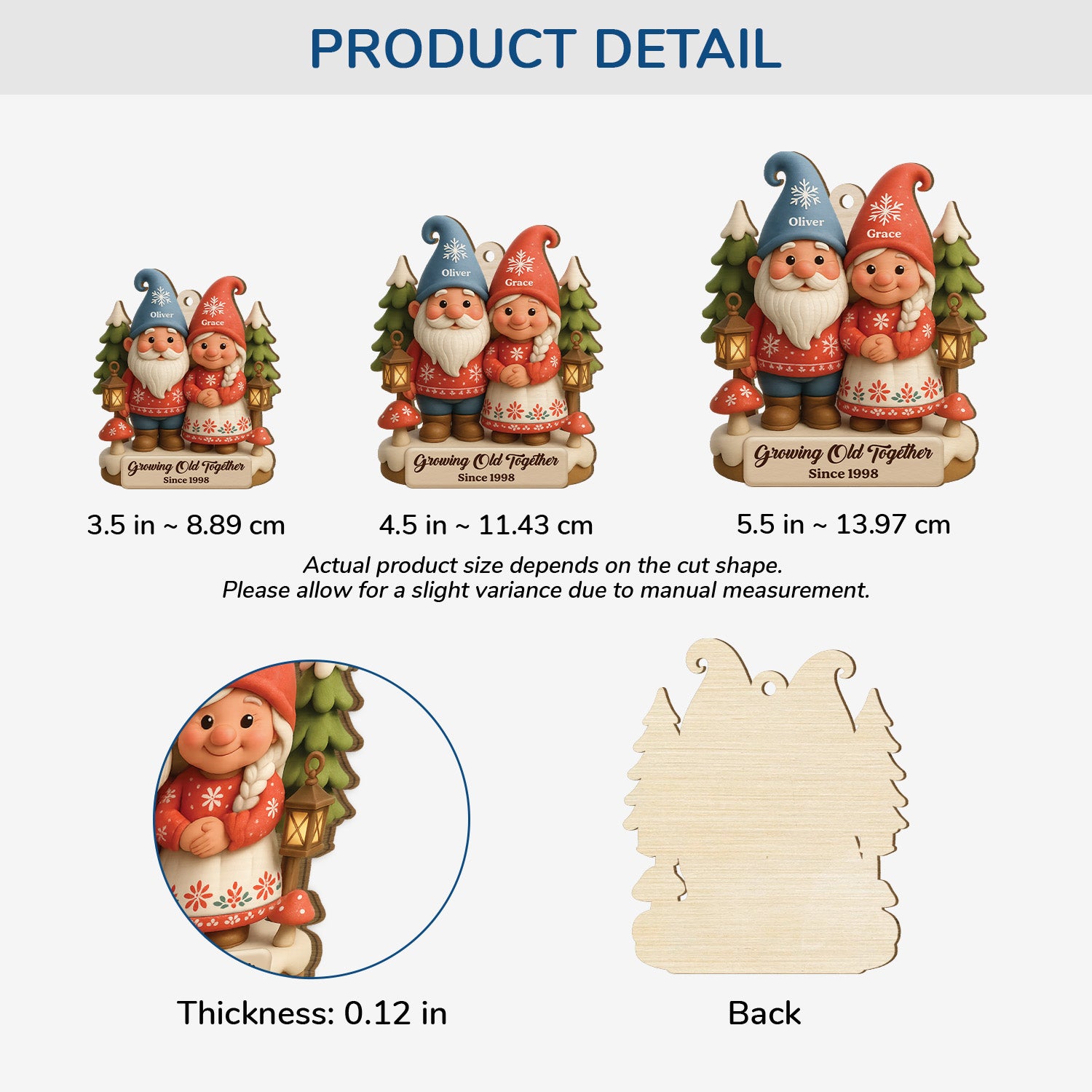 5953OUS3 3d printing effect 1 layered wooden gnome couple ornament custom christmas gifts 5953OKM5G