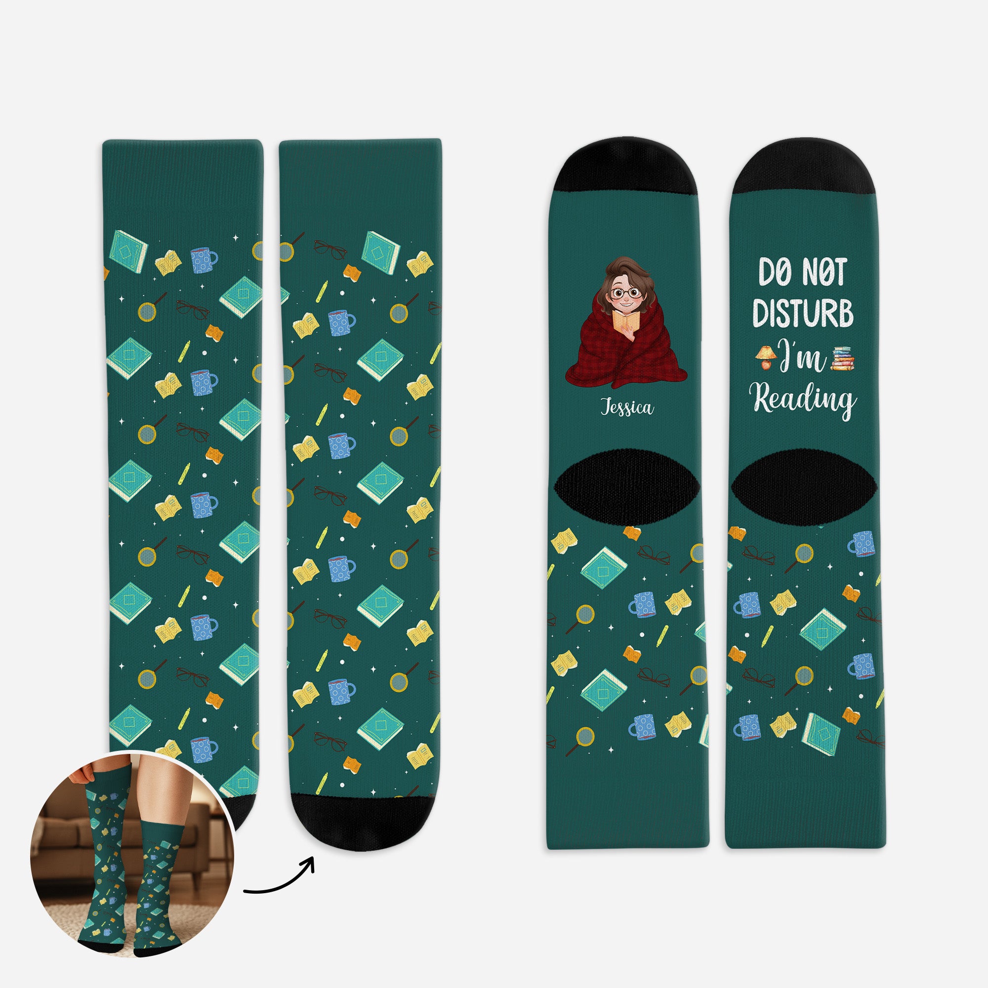 5960JUS1 do not disturb im reading socks personalized book lover gifts 5960J8MAA