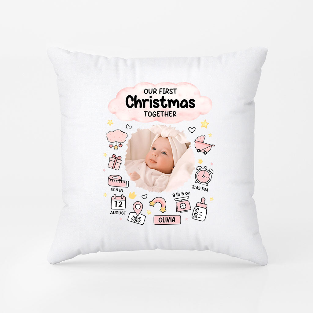 5967PUS1 our first christmas together photo pillow personalized newborn gifts 5967P8VTK