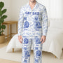 5970VUS3 blue toile cat pajamas personalized gifts for cat lovers 5970VKMTD