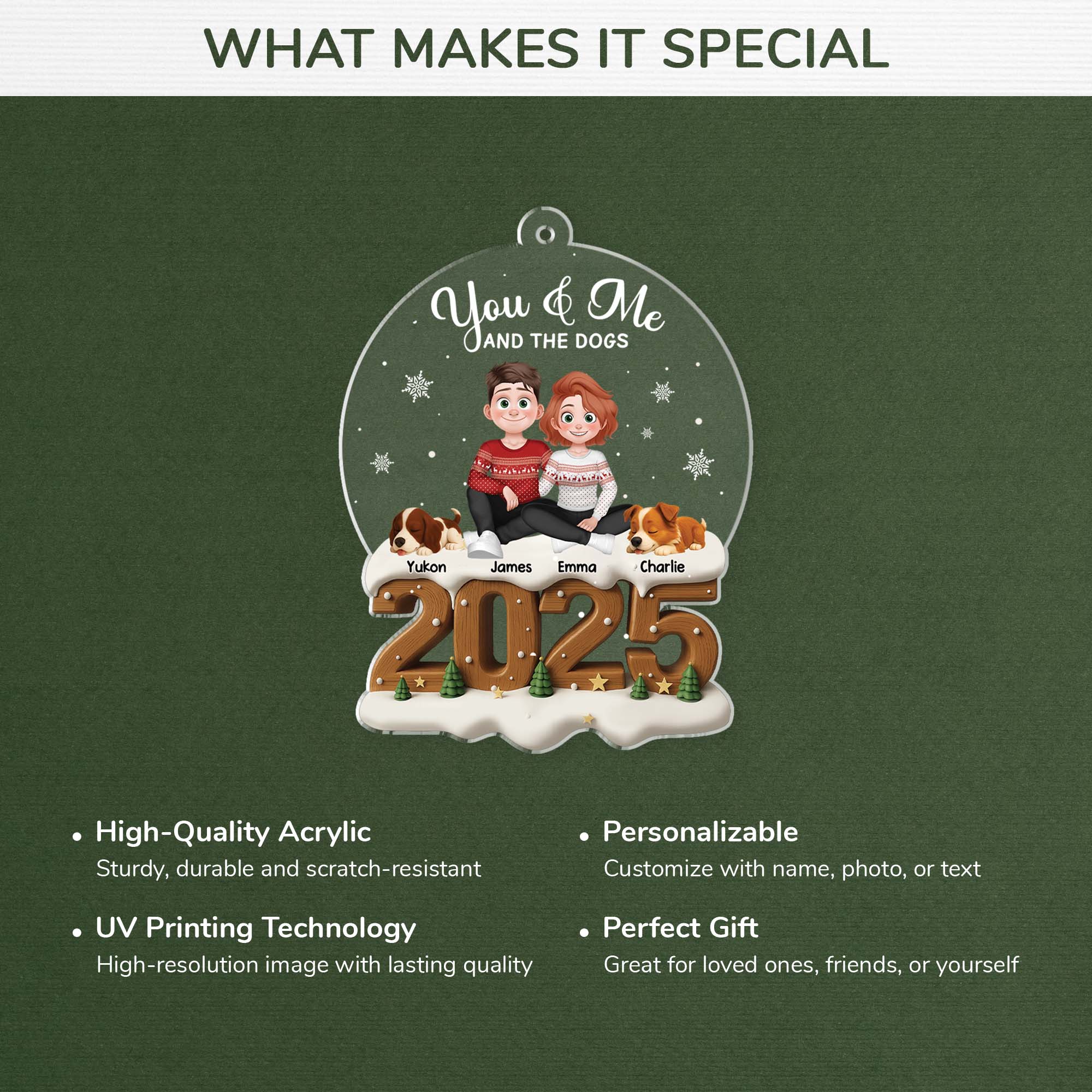 5979OUS4 3d printing effect acrylic couple with dog ornament custom xmas gifts 5979O8MTC