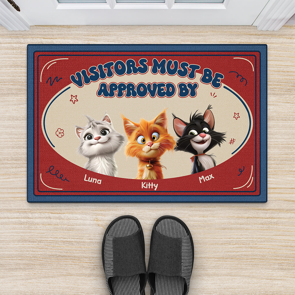 5981DUS2 visitors must be approved by cat doormat custom cat lover gifts 5981D8TZD