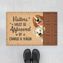 5983DUS1 personalized dog doormat visitors must be approved by the dog 5983DTTCC_2fe10ab0 5a4a 4ee8 a2f9 56adfd1e638b